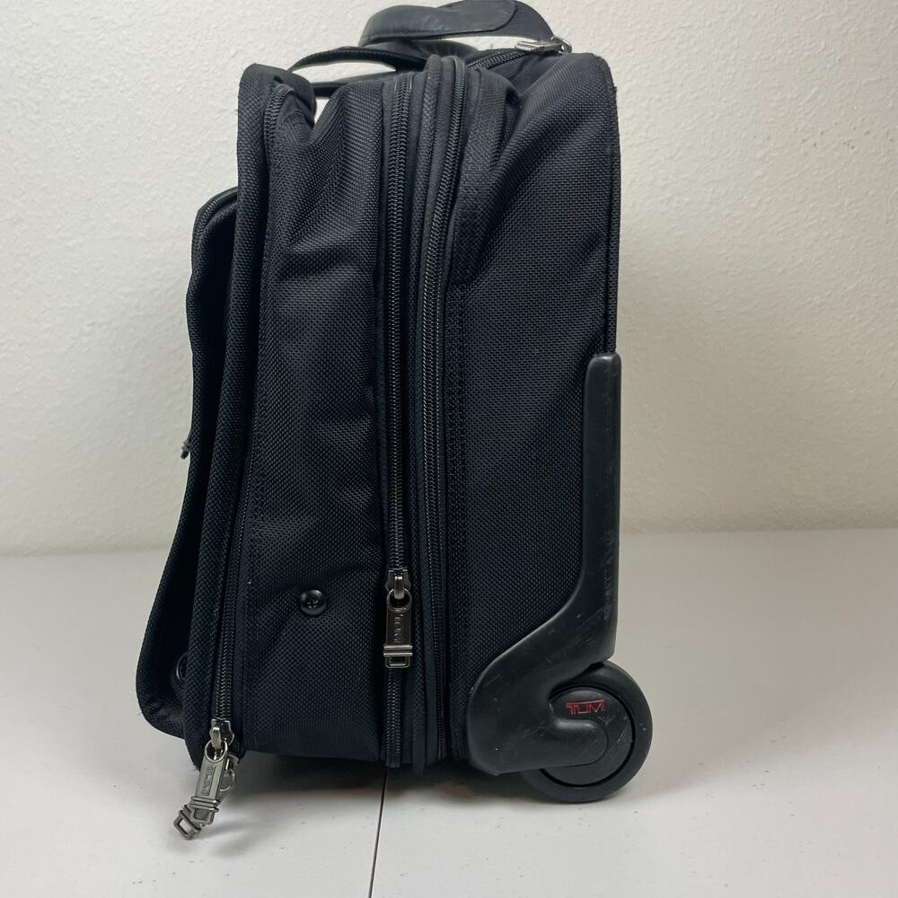 TUMI Alpha 26103D4 Black Nylon Deluxe Expandable Wheeled Rolling Briefcase Bag - Picture 4 of 16